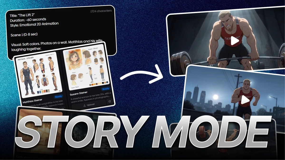 Story Mode — Turn scripts into AI-generated short films with characters & shots