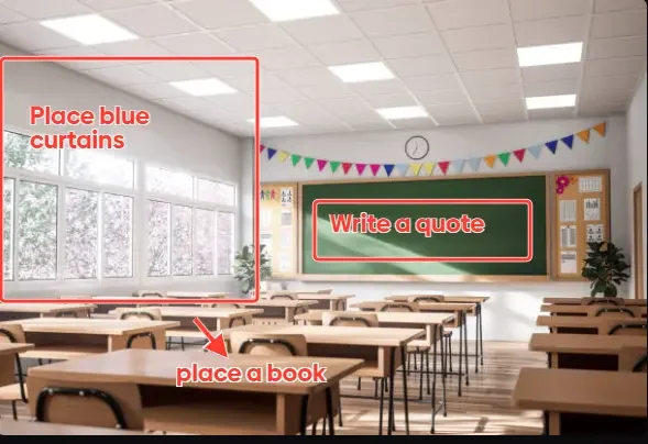 Dressing a room — the source, marked up